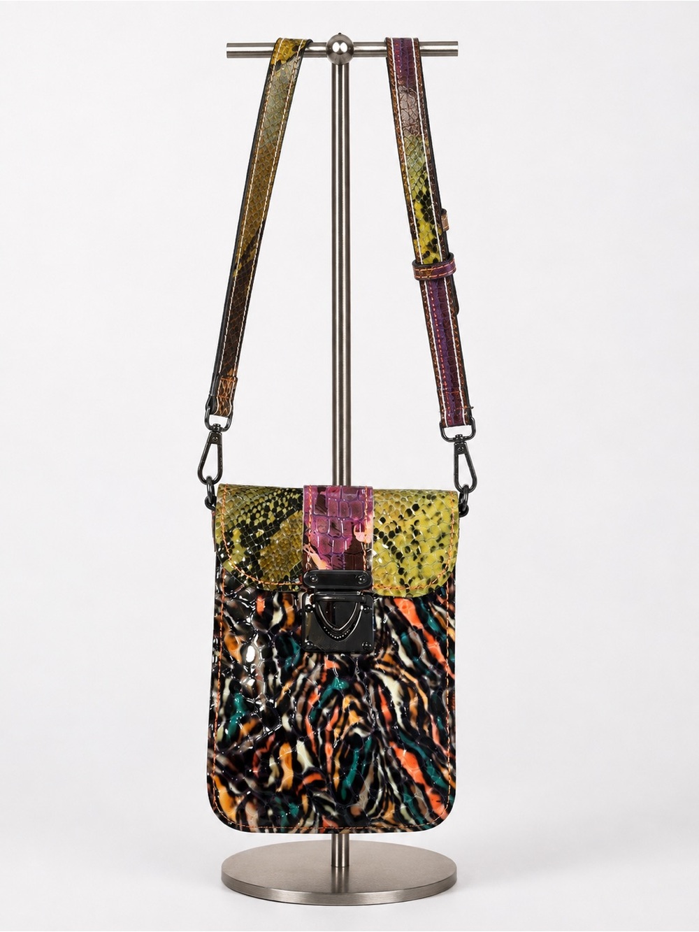 Treska snakeskin multi color phone bag NWT